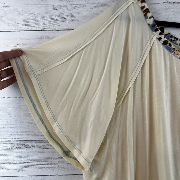 Kori America Cream and Leopard Short Sleeve Top Size 1XL - Picture 5 of 8